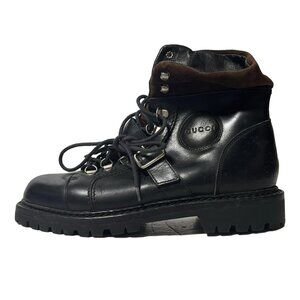 GUCCI - Black Dark Brown Leather Suede Women's Boots 227-060825
